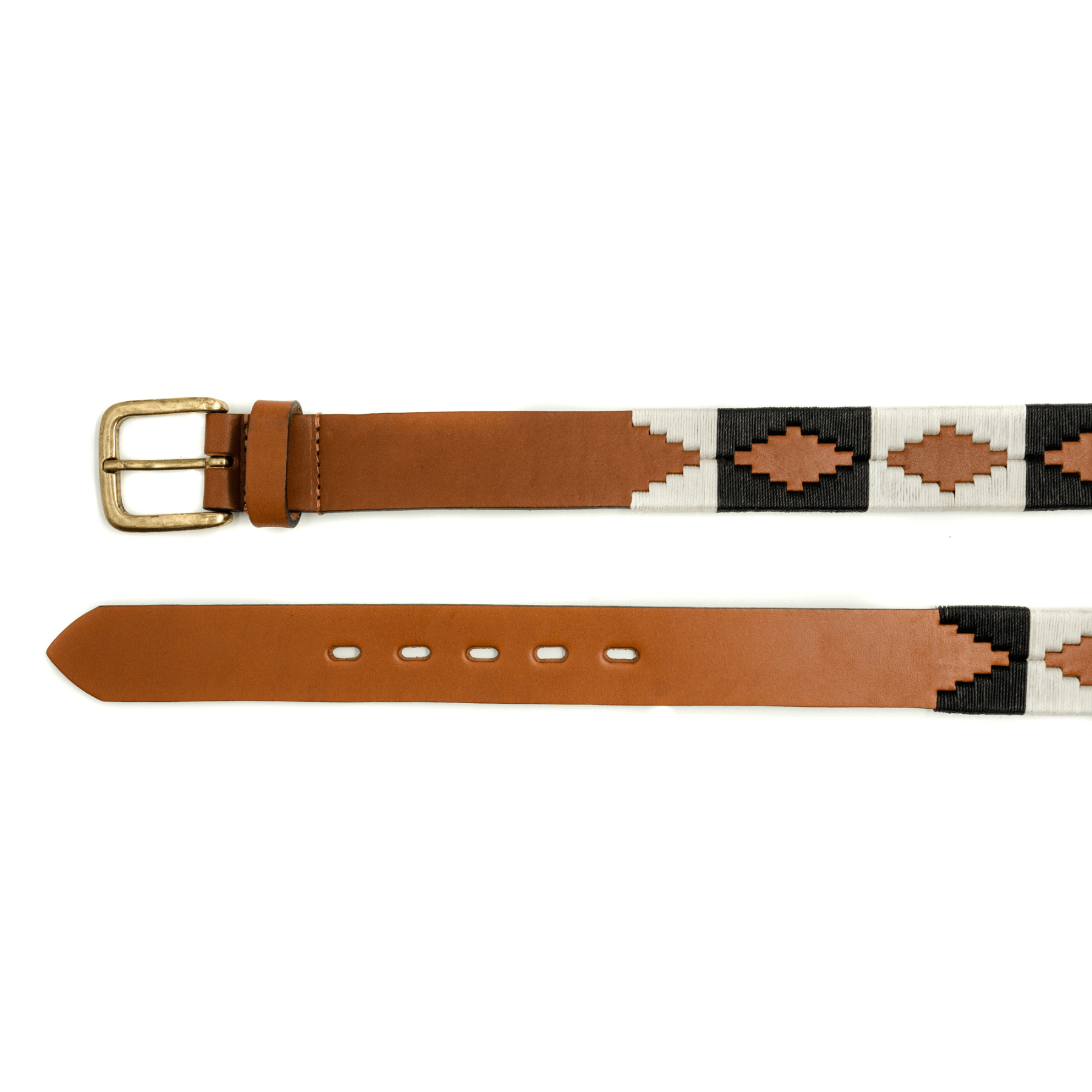 Gaucholife Embroidered Belt (Black/White/Tan)