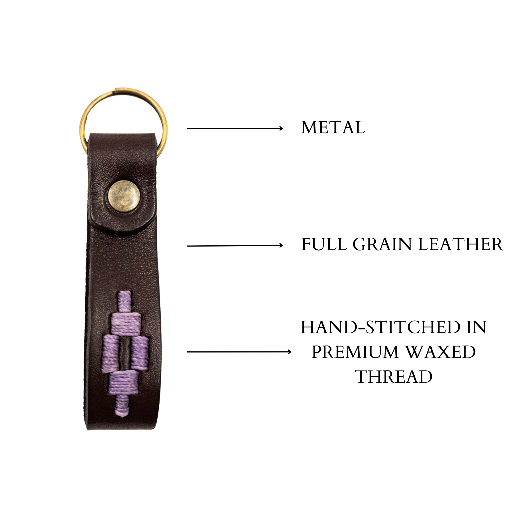Gaucholife Embroidered Brown Leather Keychain