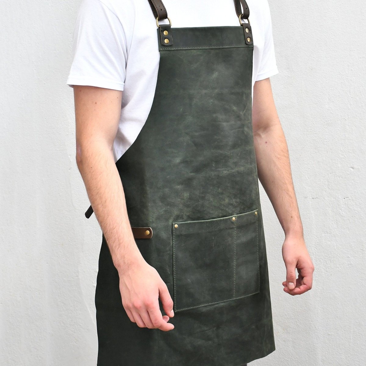 Pack of Five Personalized Leather Aprons for your BusinessGREENGaucholife