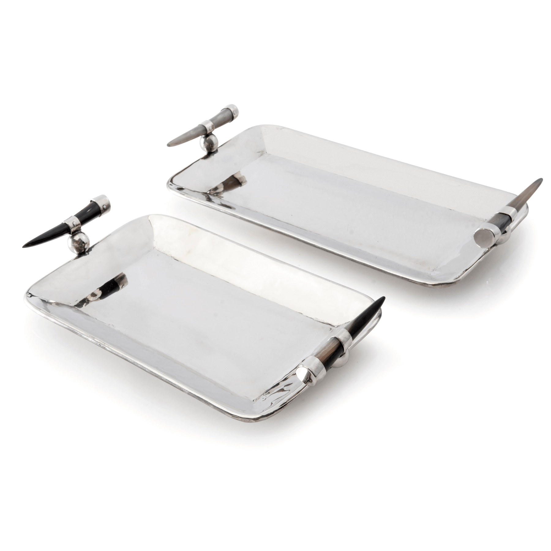 Gaucholife Home German Silver Tray with Antler Handles