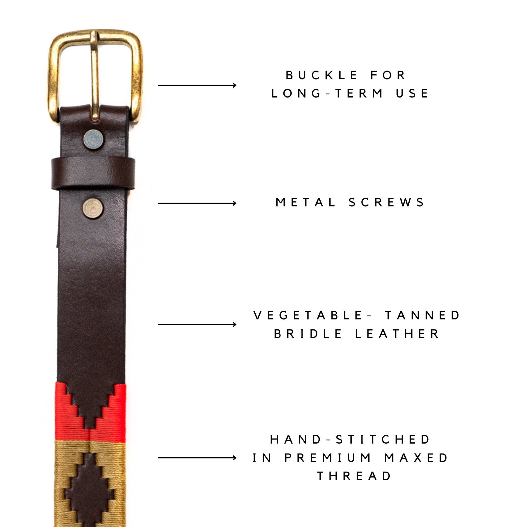 Gaucholife Interchangeable Buckle Embroidered Leather Belt