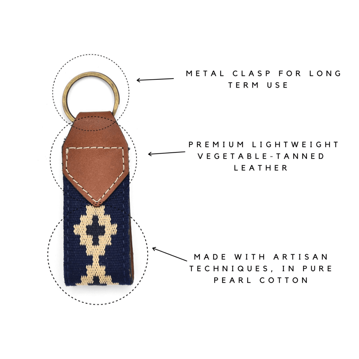 Guarda Pampas Leather Keychain (Blue)Gaucholife