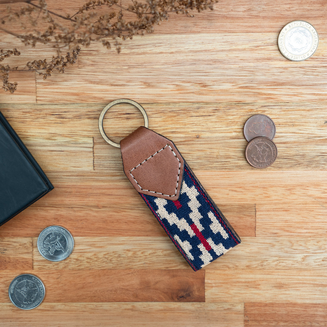 Gaucholife Keychain Guarda Pampas Leather Keychain (Blue/Red 2)