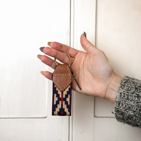 Guarda Pampas Leather Keychain (Blue/Red 2)