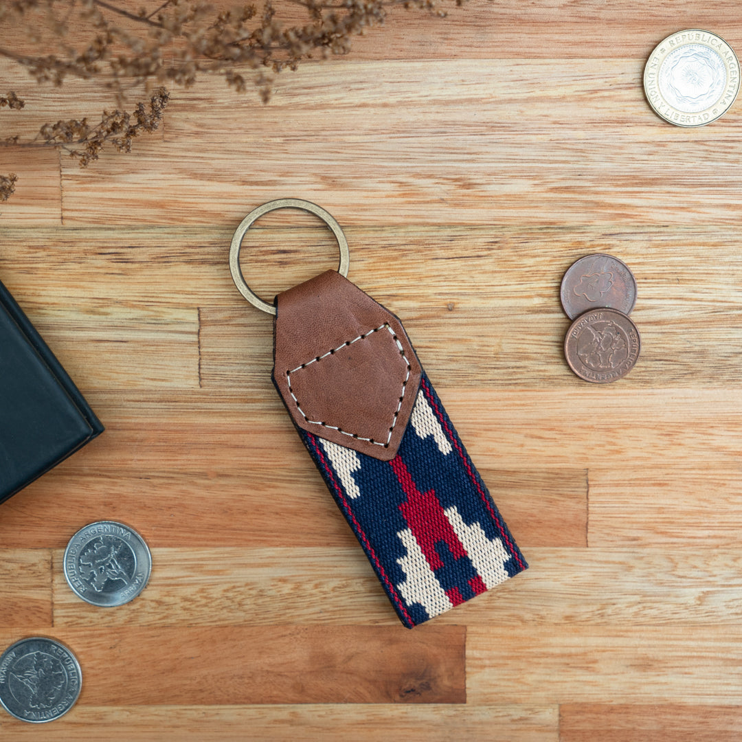 Guarda Pampas Leather Keychain (Blue/Red)Gaucholife