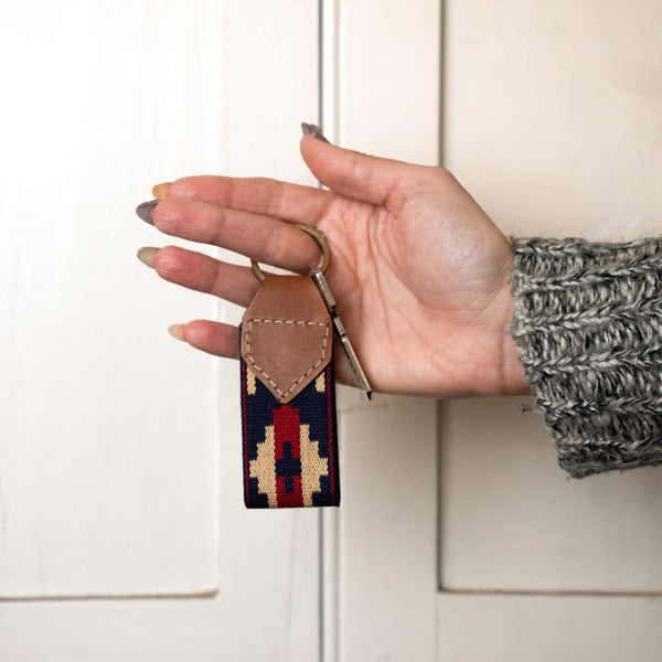 Guarda Pampas Leather Keychain (Blue/Red)