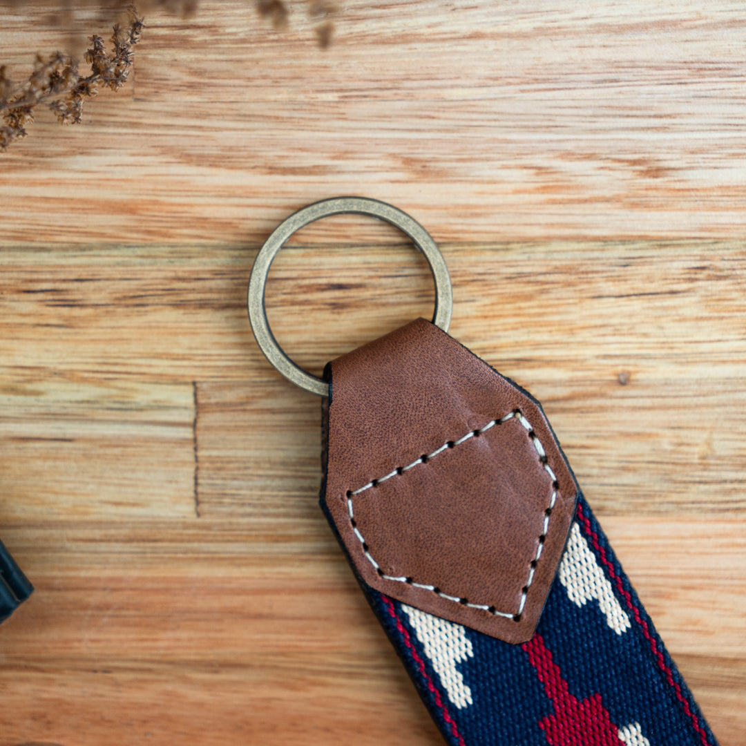 Guarda Pampas Leather Keychain (Blue/Red)Gaucholife