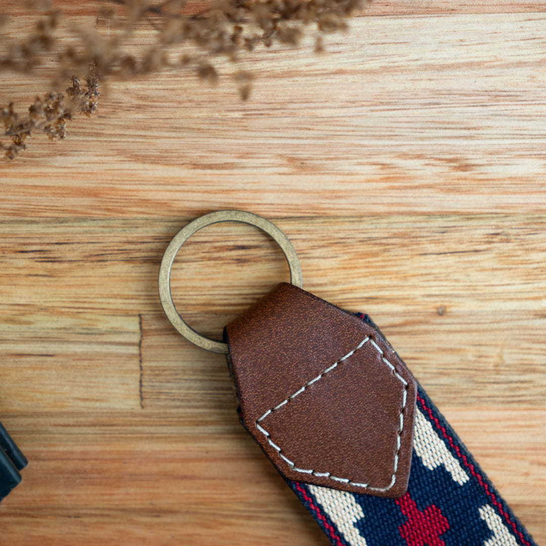 Gaucholife Keychain Guarda Pampas Leather Keychain (Blue/Red Invertido)