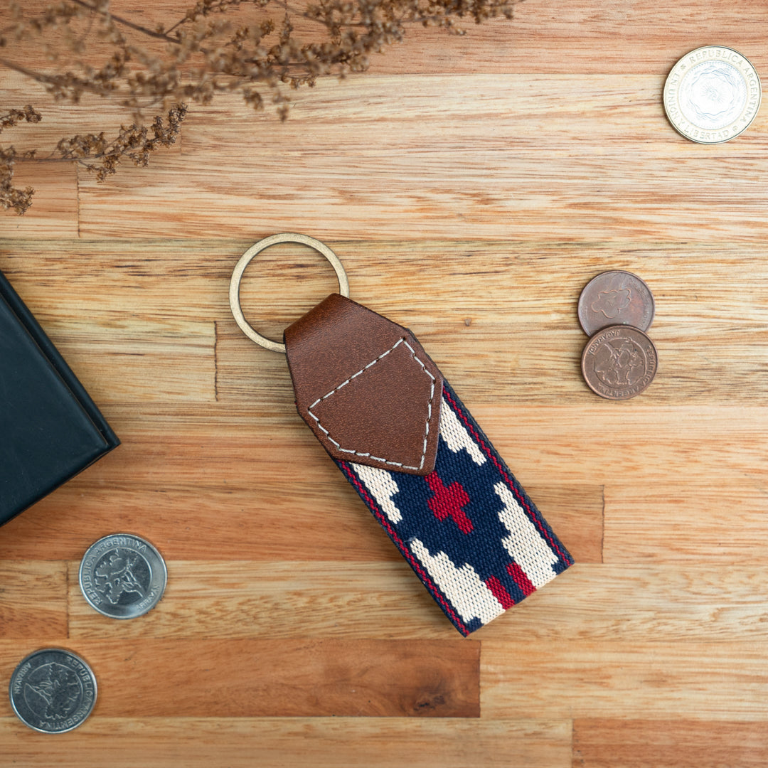 Gaucholife Keychain Guarda Pampas Leather Keychain (Blue/Red Invertido)