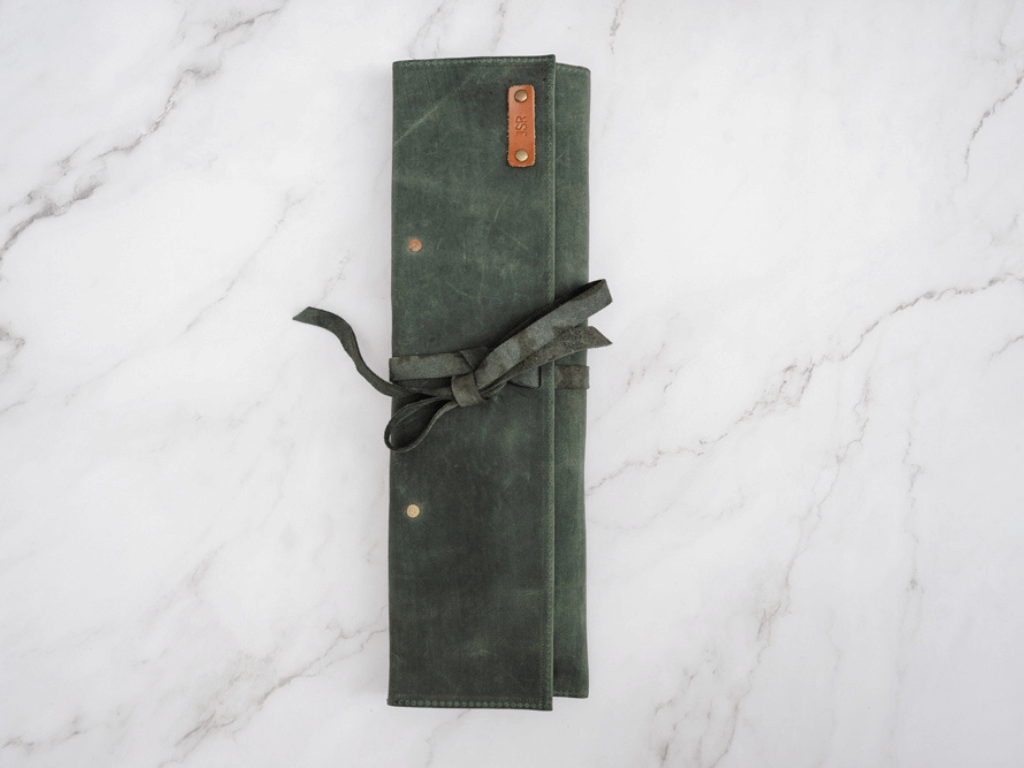 Gaucholife Knives Green Leather Chef Roll