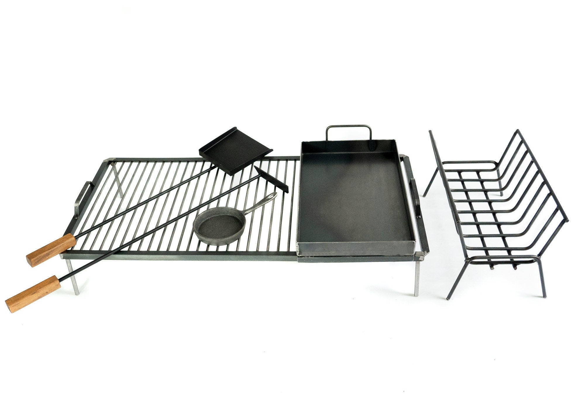 Gaucholife Large Complete BBQ Set - Grill, Brazier, Griddle, Provoletera and FirePlace Tools