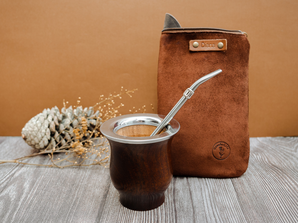 Gaucholife Mate Brown Wooden Mate Cup + Yerba Mate Container