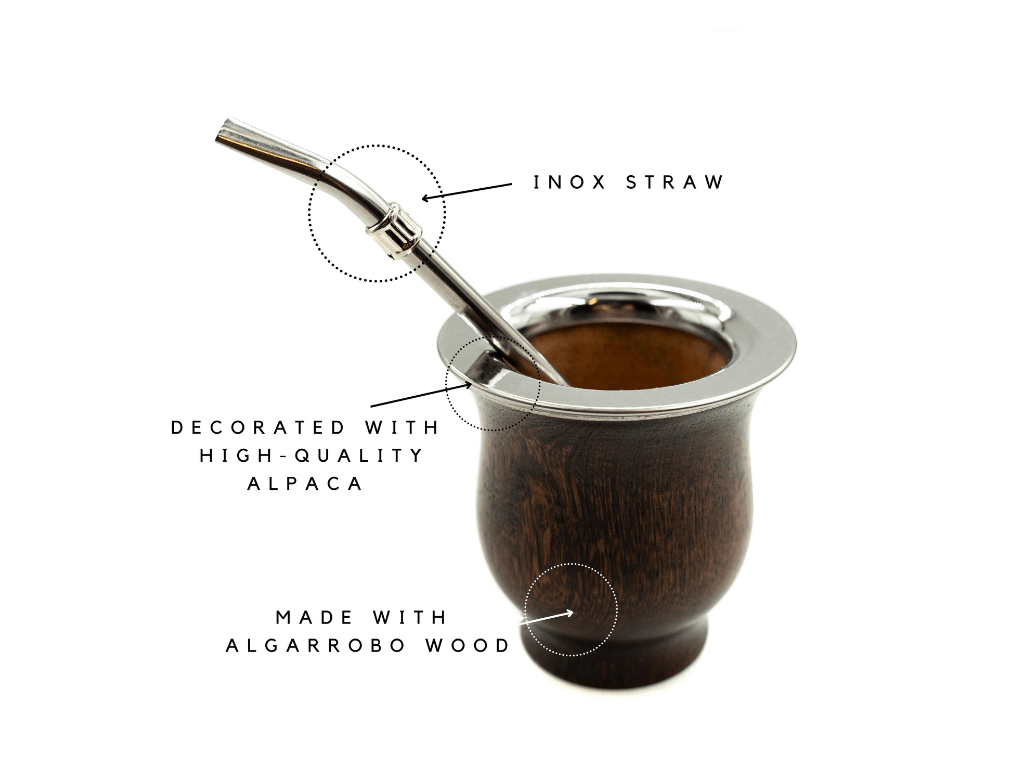 Wooden Mate Cup + Yerba Mate Container, Yerba mate gourd, Mate, Bombilla ,  Yerba mate cup, Mate gourd leather accessory