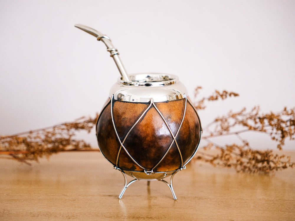 Leather & Calebasse Mate Gourd + Personalized Straw