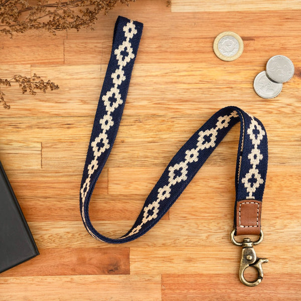 Leather Necklace Lanyard (Blue)