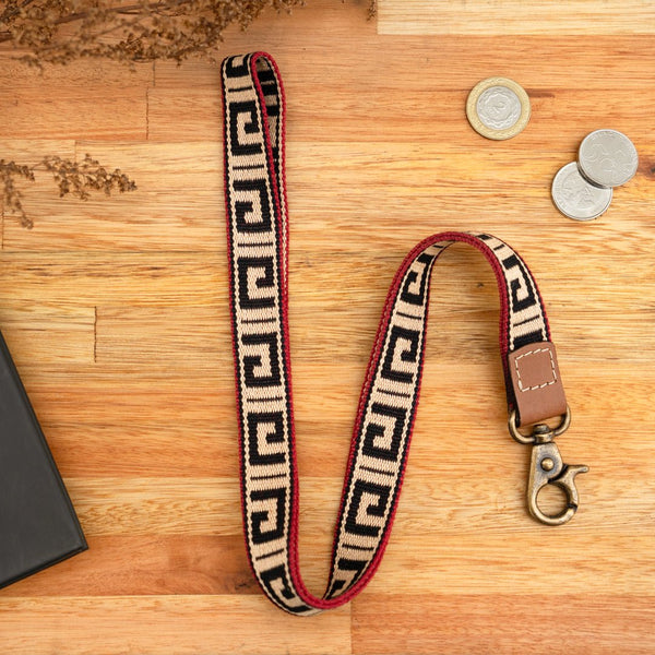Leather Necklace Lanyard (Greek Black)