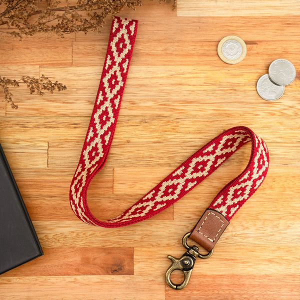 Leather Necklace Lanyard (Pampa Red)