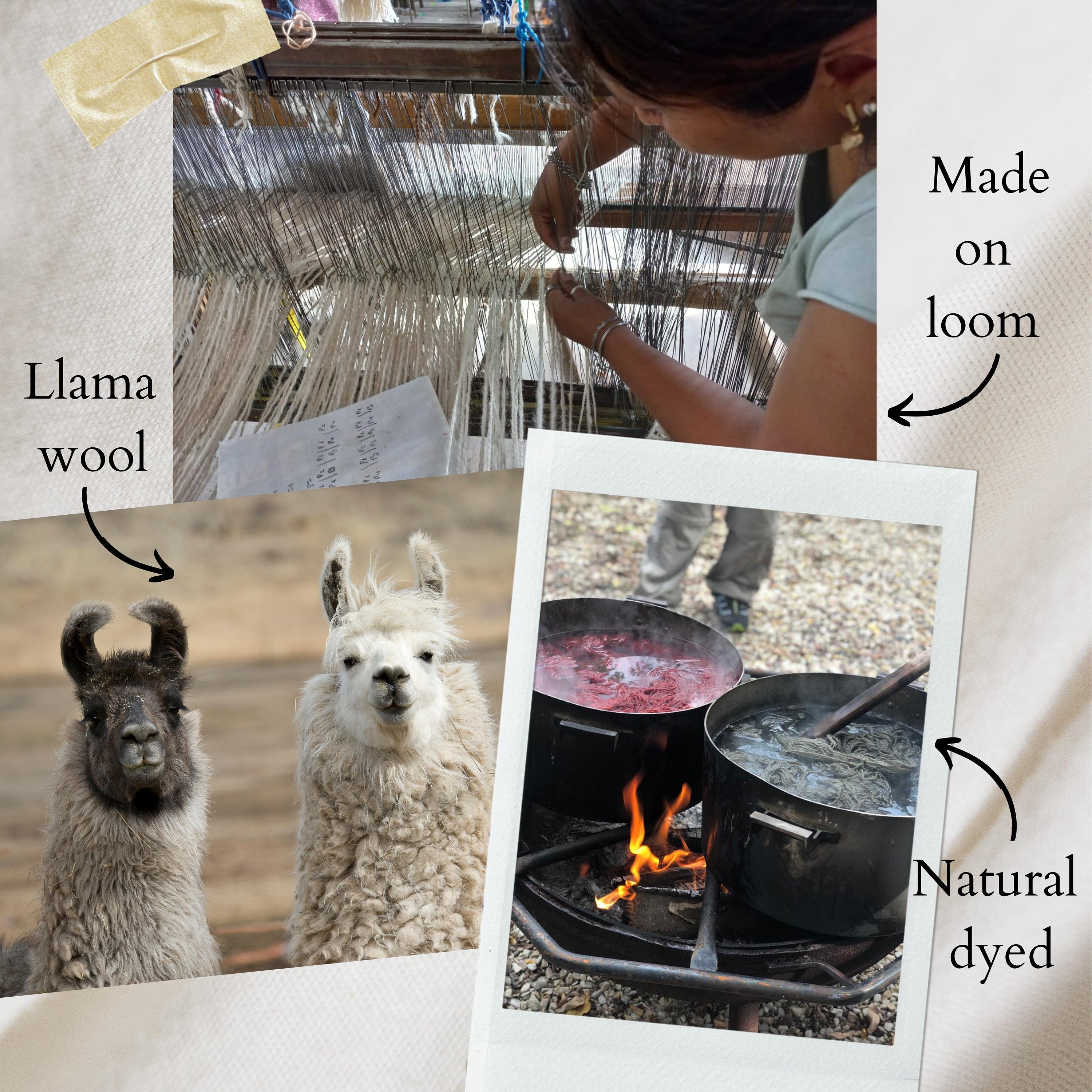 Llama Wool Knitted Poncho (Beige)