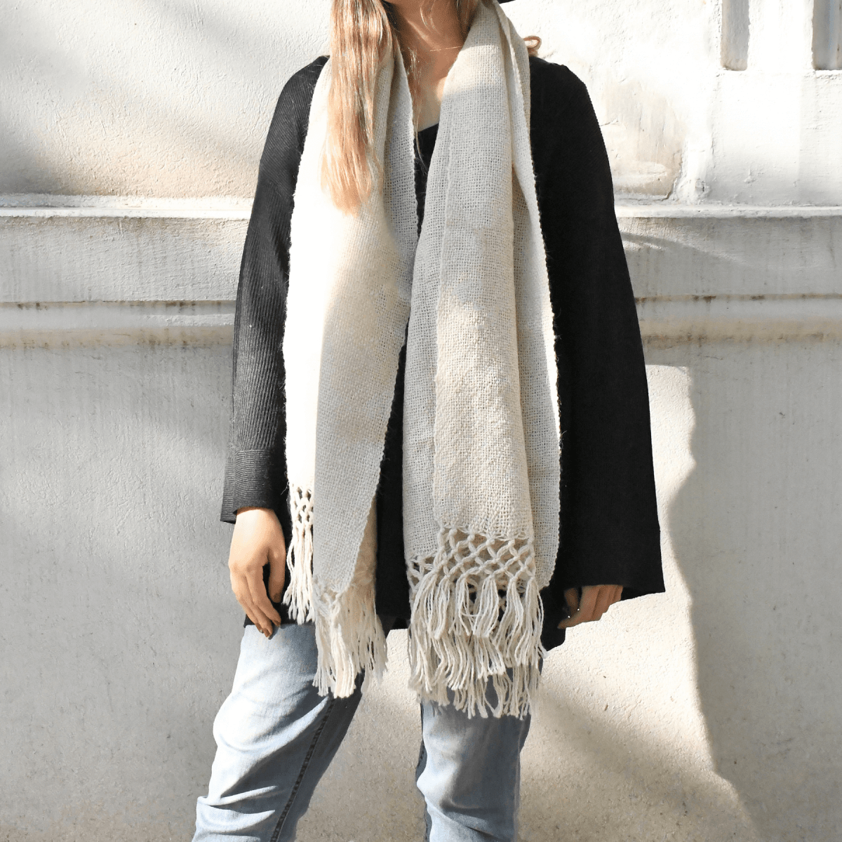 Llama Wool Knitted Scarf (Cream)Gaucholife