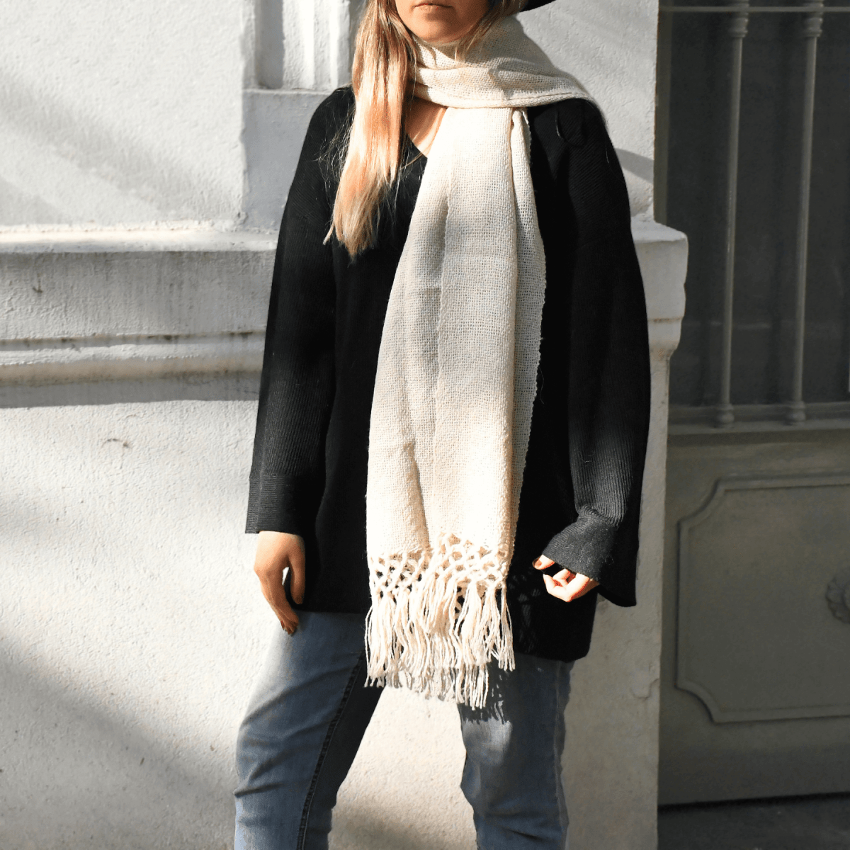 Llama Wool Knitted Scarf (Cream)Gaucholife