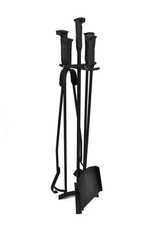 Fireplace Pit Tools Set Fire Poker Tongs Brush Shovel And Stand | Blacksmith MadeStandGaucholife