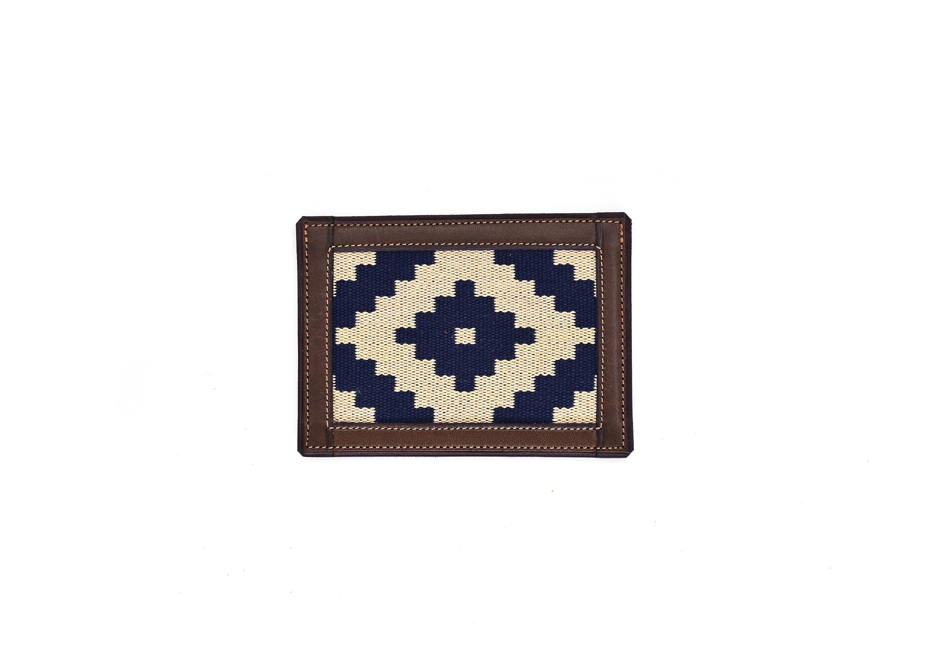 Gaucholife Wallet Brown Thin Woven Leather Card Holder (Blue)