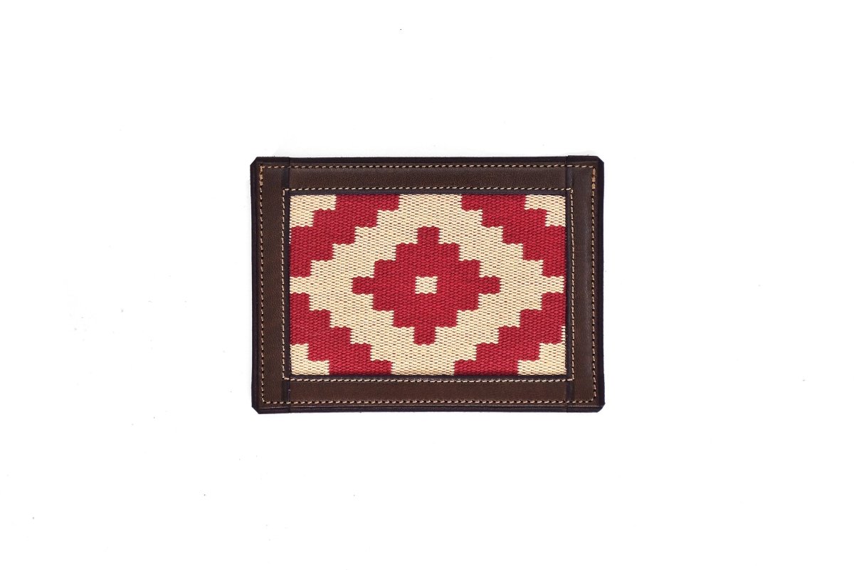 Thin Woven Leather Card Holder (Red)BrownGaucholife