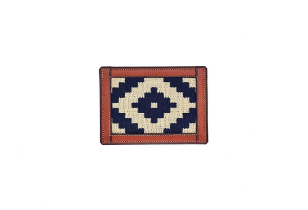 Thin Woven Leather Card Holder (Blue)