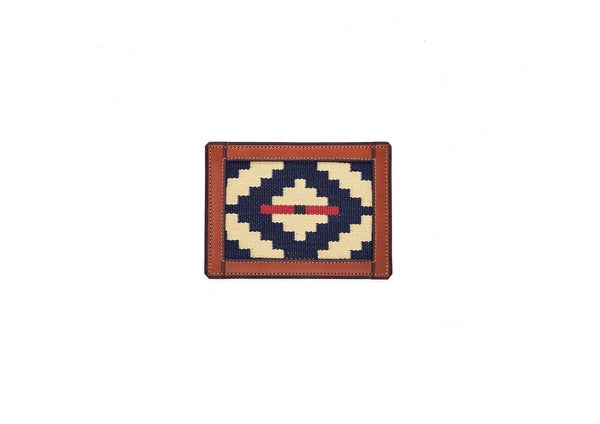 Thin Woven Leather Card Holder (Blue/Red)