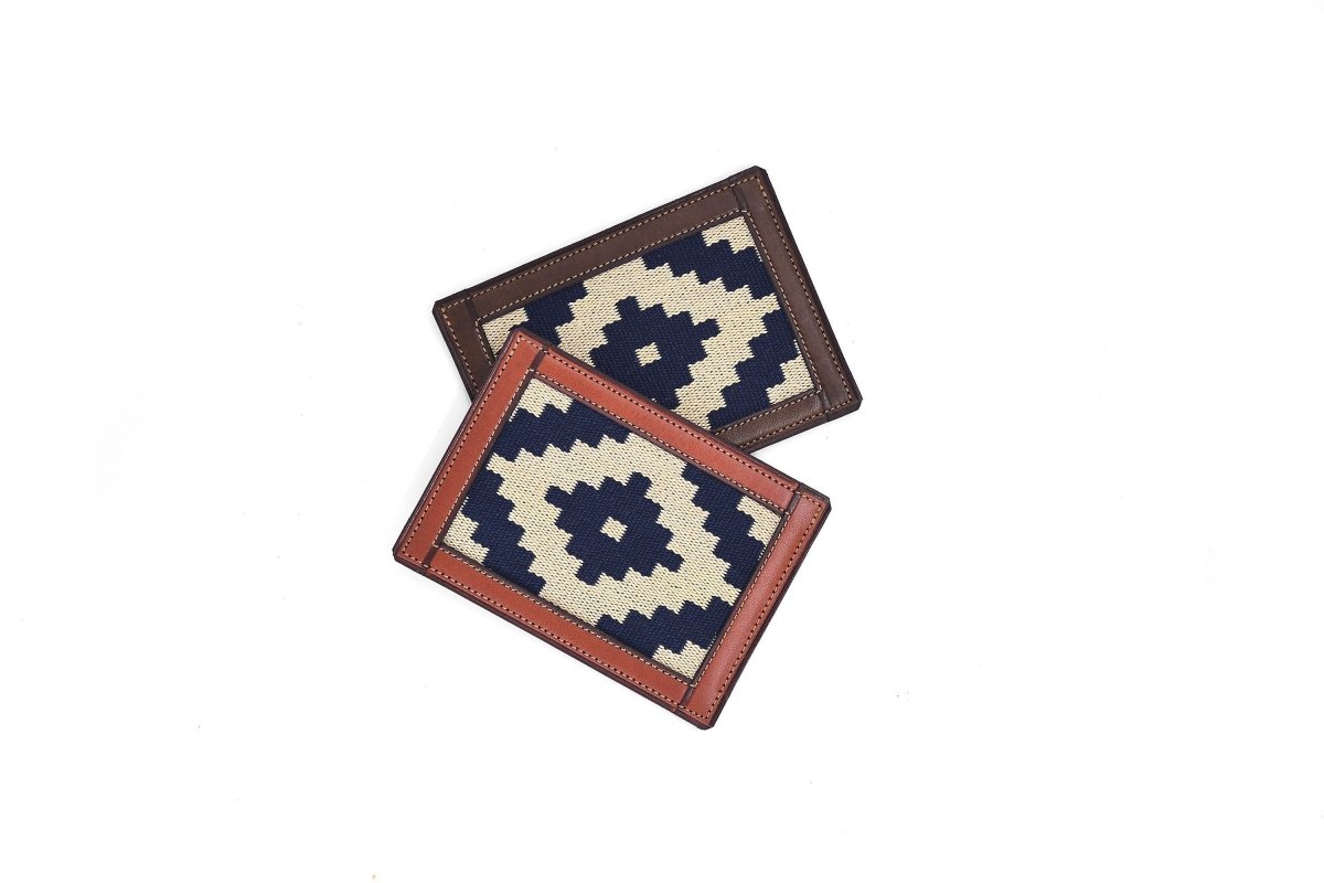 Thin Woven Leather Card Holder (Blue)TanGaucholife