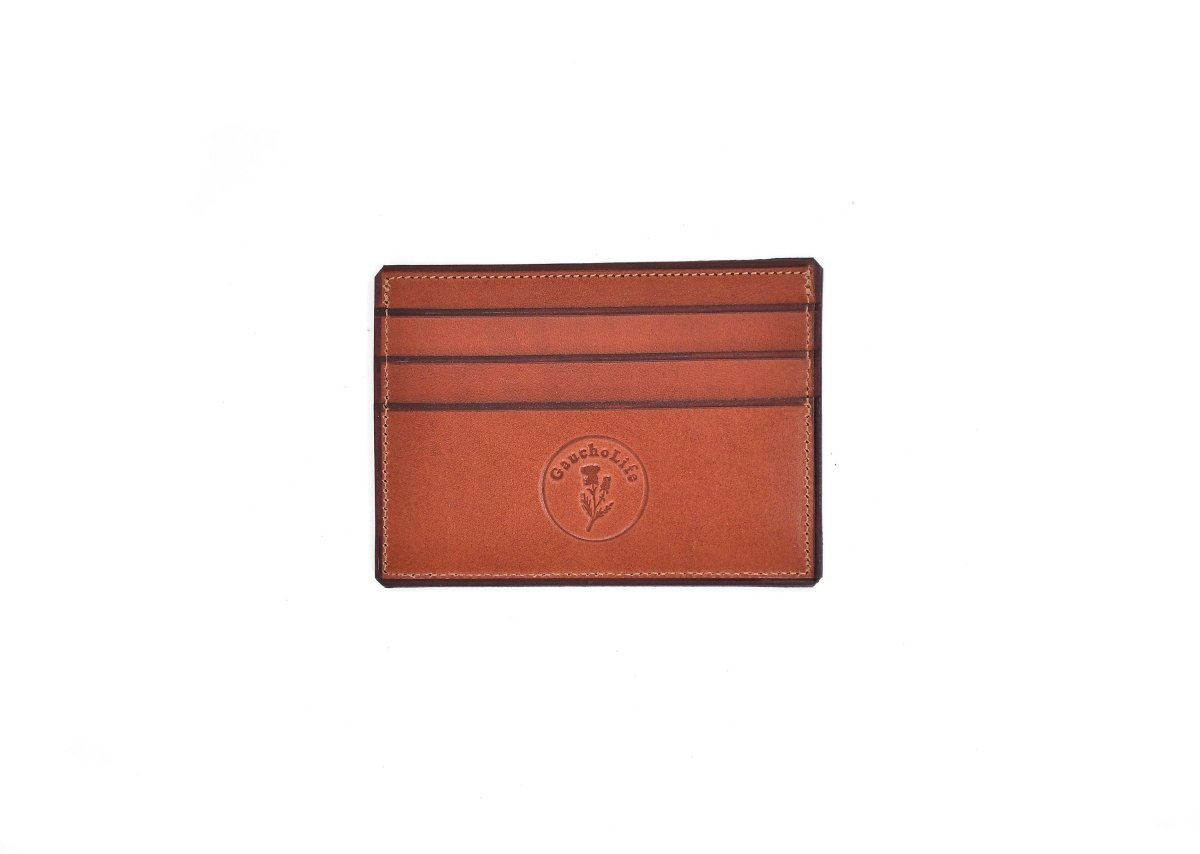 Thin Woven Leather Card Holder (Blue)BrownGaucholife