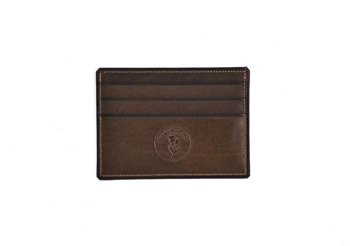 Thin Woven Leather Card Holder (Blue)BrownGaucholife