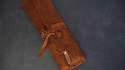 Leather suede chef roll, chefs bag, knife roll,